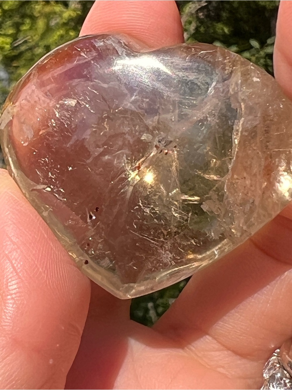 Smoky (2) quartz heart with stand | Crystal